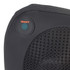 Black mesh massage cushion with power button detail, close-up