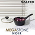 Black non-stick saucepan with glass lid, shown with chopped red cabbage, MegaStone Noir range.