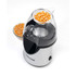 Salter silver hot air popcorn maker with clear lid, shown with bowl of popcorn kernels