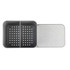 Stone grey sink caddy set with washing up brush, scrubbing brush, and sponges.