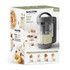 Salter grey plant-based milk maker with nuts, oats, and glasses of milk on table
