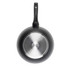 Black frying pan, bottom view showing induction base and handle