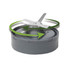 Grey blender blade assembly with green arrows showing rotation direction