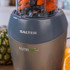Salter NutriPro 1000 blender in silver, shown blending strawberries and blueberries