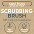 Promotional banner for scrubbing brush made from FSC bamboo and recycled plastic.
