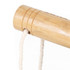 Close-up of wooden swing seat with white rope, product detail image