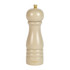 Beige wooden pepper mill with gold knob, upright, Salter logo at base