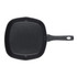 Black square non-stick grill pan with handle, shown from above.