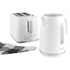 White textured kettle and 2-slice toaster set with chrome accents