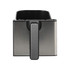 Stainless steel air fryer basket with handle, front view.