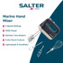 Salter grey and gold stand mixer, hand mixer and stick blender on kitchen counter