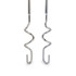 Pair of stainless steel dough hooks for electric mixer, close-up.