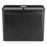 Black metal storage tin with lid, rectangular, Salter brand.