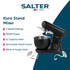 Black Salter stand mixer and hand mixer on counter beside key lime pie and fresh limes