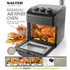 Salter manual air fryer oven with 12L capacity, shown cooking roast chicken and chips