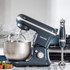 Salter stand mixer and hand blender in matte grey on kitchen worktop