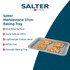 Grey speckled non-stick baking tray, shown from above