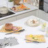 Set of 5 bamboo chopping boards with labels for vegetables, meat and fruit