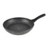 Speckled non-stick frying pan with black handle, shown at an angle on white background