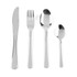 Set of four silver stainless steel cutlery pieces: knife, fork, tablespoon, teaspoon