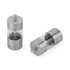 Set of two silver salt and pepper grinders with clear central chambers