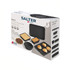 Salter 7 piece stackable non-stick baking set packaging, showing pans and baked goods