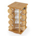 Rotating bamboo spice rack with 16 empty glass jars