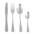 Set of four stainless steel cutlery pieces: knife, fork, tablespoon, teaspoon