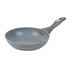 Grey non-stick frying pan with speckled interior and curved handle