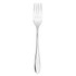 Set of four stainless steel cutlery pieces showing knife, fork, soup spoon and teaspoon with sizes.