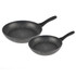 Salter non-stick frying pan, black speckled finish, shown from base with packaging.