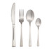 Set of four silver stainless steel cutlery pieces: knife, fork, tablespoon, teaspoon