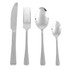 Set of four stainless steel cutlery pieces: knife, fork, tablespoon, teaspoon.