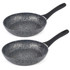 Set of two speckled non-stick frying pans with black handles