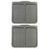 Set of two grey non-stick oven trays, each with separate roasting and ridged grill sections.