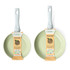 Set of two Salter earth eco-friendly fry pans in light green, 20cm and 24cm sizes.