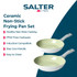 Light grey non-stick frying pan with a pale green interior, shown at an angle.