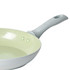Grey ceramic frying pan with pale interior, angled view showing Salter handle