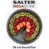 Salter Megastone 24 cm round pan shown with chocolate cake topped with fruit