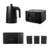 Set of Salter matte black kettle, toaster, microwave, and three storage canisters