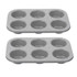 Set of two grey six-cup muffin trays with speckled non-stick finish