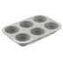 Six-cup non-stick muffin tray in grey speckled finish