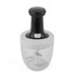 Manual food chopper with black handle and clear bowl, shown upright