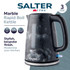 Black marble-effect rapid boil electric kettle, 1.7L, Salter brand.
