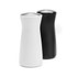 Salt and pepper mills set, white and black, stainless steel lids