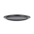 Grey non-stick pizza tray with perforations for crispier bases, shown angled on white background