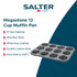 12-cup non-stick black muffin tray on kitchen worktop