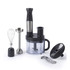 Multi-purpose food processor with whisk, blending stick and grater attachments, black and silver
