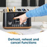 Black four-slice toaster with defrost, reheat and cancel functions