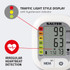 Salter blood pressure monitor display showing traffic light indicator and irregular heartbeat detection features